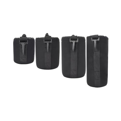 4PCS Lens Pouch Set, Neoprene Camera Storage Bags DSLR Case | Shock Absorption Water Resistant Soft Protective Bag for Camera Lens Storage, Portable DSLR Camera Cover Replacement Use