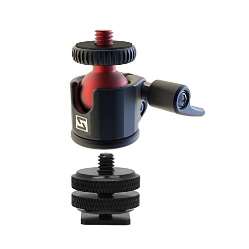 SIOTI Mini Ball Head Mount Adapter, with Hot Shoe Mont, Compatible with Monopod/Digital Card Camera/Microphone/Smart Phone/Action Camera/Flash/LCD (UM18) - color: Ultra-Mini Ball Head Combo, size: 18mm