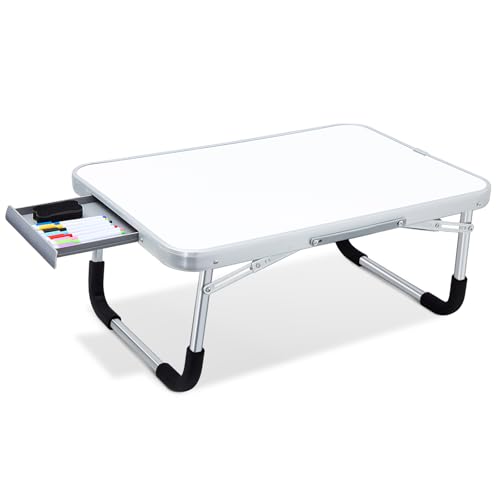 Suzile 1 Pc Portable Lap Desk with Dry Erase Board, 24" x 16" Foldable Study Tray with Drawer, Markers & Eraser, Whiteboard for Art, Homework, First Day & Back to School Supplies