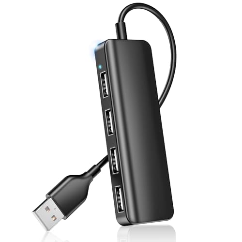 USB Extender Hub USB 2.0 Port Splitter 1 to 4 Multiport Adapter | USB Splitter 1 In 4 Out, Plug & Play, Extra USB Ports for Laptops/Computer/PC/MacBook, Universal for All USB Peripherals - size: 4 Ports USB