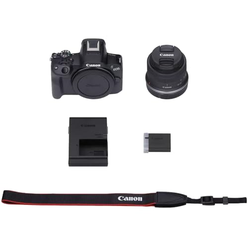 Canon EOS R50 Mirrorless Camera (Black) with RF-S 18-45mm F4.5-6.3 is STM Lens 5811C012 Bundle with Deco Gear Photography Bag + Microphone + Tripod + Photography Pro & Accessories Kit - color: Black