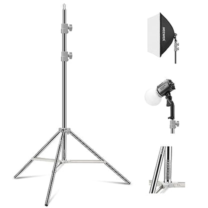 NEEWER Upgraded 75"/190cm Light Stand Stainless Steel Spring Loaded, Foldable Photography Tripod Stand with Stronger Tube Joints for Strobe Softbox LED Ring Light, Max Load 13.5lb/6.5kg, ST-190SS - style: ST-190SS