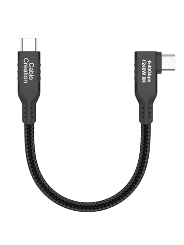 CableCreation 40Gbps USB 4 for Thunderbolt 5 Cable Angled 0.5FT, 240W PD 3.1 Charging, up to 120Gbps Bandwidth for 8K Video, Braided USB C Data Cable for SSD, MacBook M4 Pro, iPhone17/16,Dock,Auto - color: 40G, size: 0.5FT-Angled