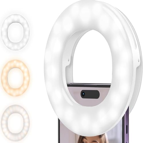 Selfie Ring Light , Rechargeable Selfie Fill Light with Retaining Clip On, Video Conference Light for Phone, Laptop, Zoom Meeting, Make up