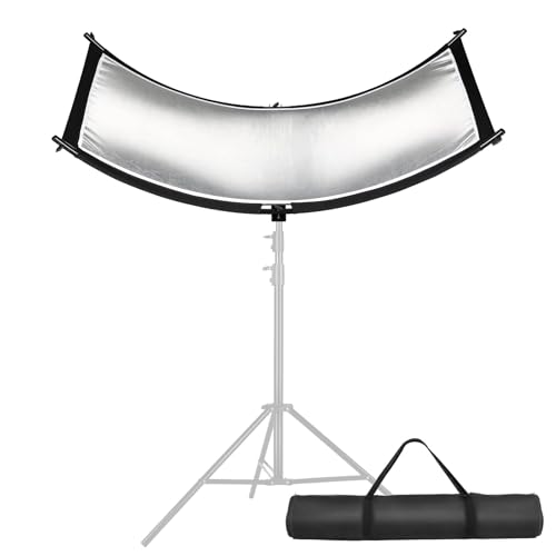 Clamshell Light Reflector Diffuser with Carrying Bag, 70"x24"/180x60cm Photography Arclight Curved Lighting Reflector for Photo Video Studio Outdoor Shooting, Black/White/Gold/Silver (70"x24")