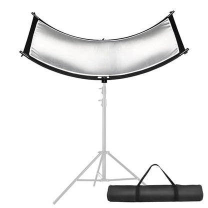 Clamshell Light Reflector Diffuser with Carrying Bag, 70"x24"/180x60cm Photography Arclight Curved Lighting Reflector for Photo Video Studio Outdoor Shooting, Black/White/Gold/Silver (70"x24")