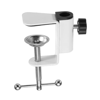 HARFINGTON Metal Table Clamp Mount 2" Hole Dia Clamp for Desk Lamp Mount Stand Universal Cantilever Bracket with Adjustable Screw Steel Ball Handle for Microphone Arm Lamp Stand, White - size: 2 Inch, style: Steel Ball Handle