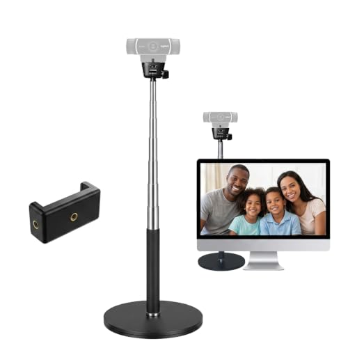 LenTok Webcam Stand for Desk, Telescopic Webcam Mount Camera Stand for Logitech Webcam C922 C930e C920S C920 C615 C960 C920x BRIO 4K NexiGo N60 etc, for Zoom Meetings, Streaming, Video Recording