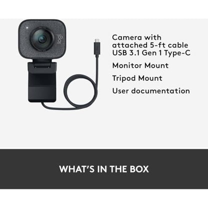 Logitech StreamCam Plus Webcam with Tripod Mount (Graphite)
