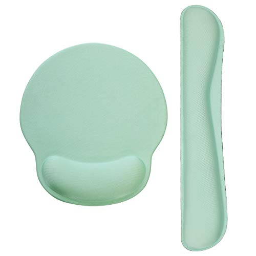 Mouse Pad Keyboard Wrist Rest, Gel Non Slip Rubber Wrist Support Rest Mouse Pad for Home Office, Computer Laptop Desk Typist Gamer, Soft Comfy Cushion Mousepad with Memory Foam Ergonomic, Light Green - color: Light Green