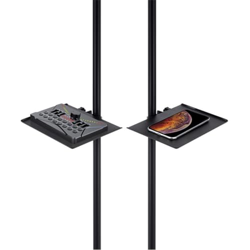 Clamp Microphone Stand Tray Holder for Live Streaming with Sound Card Storage Raised Edge Bracket for Picks Capos Phones and Accessories