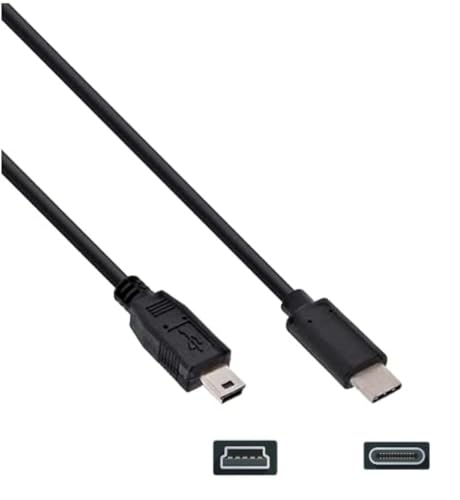 3FT USB-C to Mini-B Data Transfer Cable for Canon EOS Rebel T3 T3i T4i T5 T5i T6 T6i T6s T7i, Powershot ELPH 360 HS Compatible with Mac, PC, iPhone 16-17 with USBC Port (Read Details Before Buying)