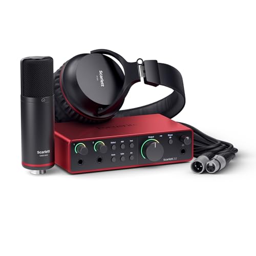 Focusrite Scarlett 2i2 Studio 4th Gen USB Audio Interface Bundle for the Songwriter with Condenser Microphone and Headphones for Recording, Streaming, and Podcasting - style: 2i2 Studio