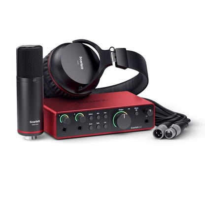 Focusrite Scarlett 2i2 Studio 4th Gen USB Audio Interface Bundle for the Songwriter with Condenser Microphone and Headphones for Recording, Streaming, and Podcasting - style: 2i2 Studio
