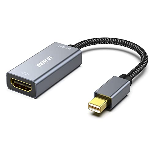 BENFEI Mini DisplayPort(Thunderbolt) to HDMI Adapter 4K@60Hz, Compatible with MacBook Air 2010-2017, MacBook Pro 2010-2015,Mac mini 2010-2014, Surface pro 1/2/3/4[Aluminium Shell&Nylon Cable] - size: 1 Pack, style: 4K@60Hz