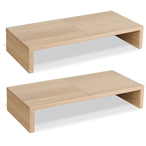 TEAMIX 2 Pack Monitor Stand Riser-20 inch, Wooden Desktop Riser for TV/PC/Laptop/Printer, Cozy Monitor Riser with Storage, Computer Stand Space-Saving - color: Maple, size: 2 Pack-20 inch