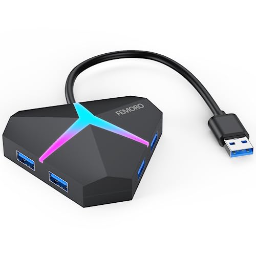 Multi USB Port Hub, 5Gbps High Speed Data Transfer USB 3.0 Multiport Adapter Expander 4 Port, Extra USB Ports Extender for Laptop Mac Computer PC Desktop PS5