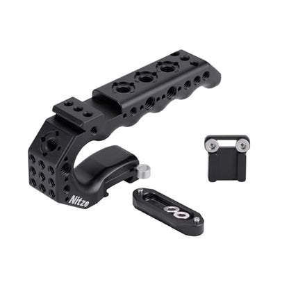 Nitze Quick Release NATO Handle with NATO Rail and Cold Shoe Adapter, Ergonomic Camera Top Handle for Camera Rigs (Stinger Series) - PA28-A