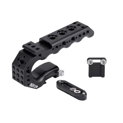 Nitze Quick Release NATO Handle with NATO Rail and Cold Shoe Adapter, Ergonomic Camera Top Handle for Camera Rigs (Stinger Series) - PA28-A