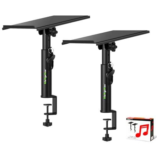 Studio Monitor Stands Tilt Clamp-on Desktop Speaker Stand 10.4"-15.4" Height Adjustable 12° Tilt Home Audio, Set of 2 - size: 12°Tilt Setting
