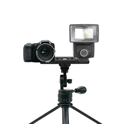 Dual Cold Shoe Extension Bar Mount, Aluminum Alloy Hot Shoe Adapter Bracket with Hex Wrench for DSLR Camera LED Video Light Microphone & Monitor (Black)