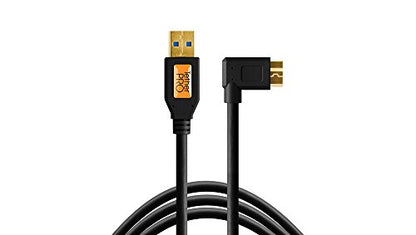 Tether Tools TetherPro USB 3.0 to Micro-B Right Angle Cable, 15' (4.6m) (Black) - color: Black