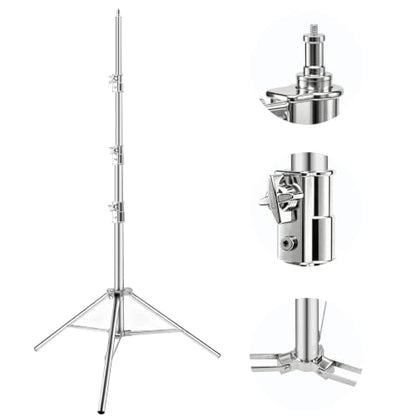 WELLMAKING Stainless Steel Photography Studio Light Stand 12.5ft/380cm.Spring Cushioned Heavy Duty Tripod Stand, 1/4” Screw Adapter & tilt Swivel Mount, for Strobe, Video Light, Ring Light,Softbox - size: 12.5ft
