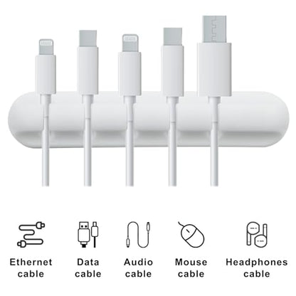 3 Pack Cable Management Cord Organizer Clips Self Adhesive Cable Holder Clips for Desktop Nightstand Office (White,3/5/7-Slot)