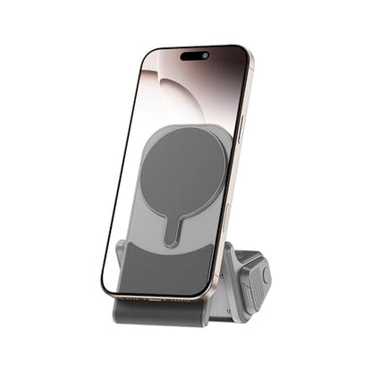 Phone Camera Grip with Remote for MagSafe iPhone 17 16 15 Pro Max | Magnetic snap-on grip, BT remote. 1/4" thread for tripod(NOT Included). for iPhone 17 Pro MagSafe travel Vlog Video Shooting - color: Magsafe Phone Grip-Gray