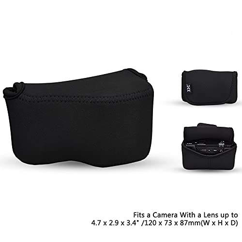 JJC Soft Neoprene Digital Camera Case Pouch Compact Bag Protector with Anti-Lost Inner Strap for Sony ZV-E10 A6500 A6400 A6300 A6100 A6000 A5500 A5100 with E 16-50mm Lens - size: for Sony ZV-E10 A6500 A6400 with Lens & More