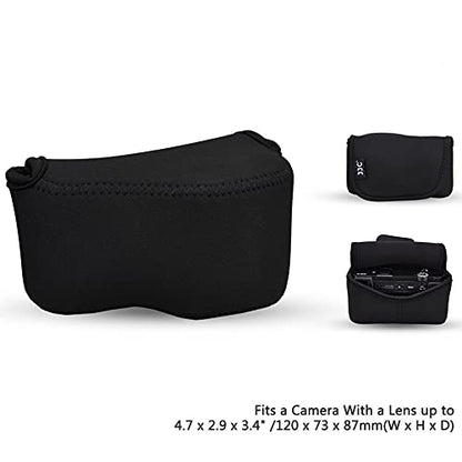 JJC Soft Neoprene Digital Camera Case Pouch Compact Bag Protector with Anti-Lost Inner Strap for Sony ZV-E10 A6500 A6400 A6300 A6100 A6000 A5500 A5100 with E 16-50mm Lens - size: for Sony ZV-E10 A6500 A6400 with Lens & More
