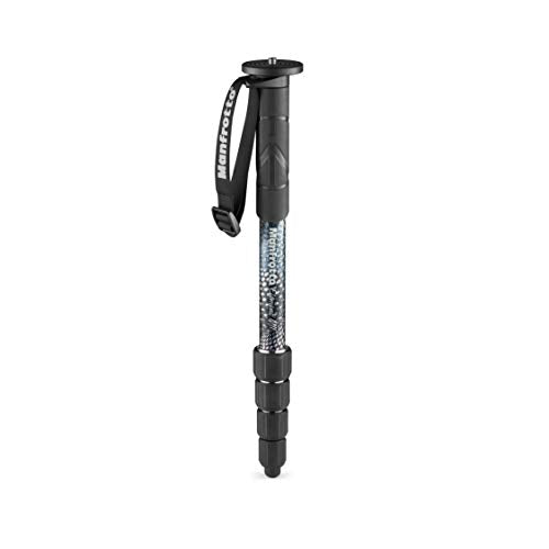 Manfrotto Element MII MMELMIIA5BK, Lightweight 5-Section Aluminium Travel Camera Monopod, with Wrist Strap, Rubber Grip, Twist Locks, Load up 15kg, for Compact Cameras, Mirrorless, DSLR, Black - style: 5 Sections Alu Monop