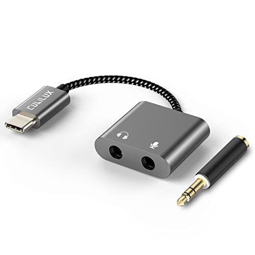 Cubilux TRS Headphone & Microphone to USB C Connector, Type C to 3.5mm Audio MIC Splitter Compatible with iPhone 15+ 15 Pro Max, iPad 10, iPad Pro 11/12.9, iPad Air 5/4, iPad mini 6 - color: Grey, size: USB C, HP MIC