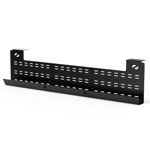 HumanCentric Under Desk Cable Management Tray and Computer Cord Raceway, Underdesk Cord Organizer, Standing Desk Cable and Wire Management, Heavy Duty, Included Straps, Medium, Black
