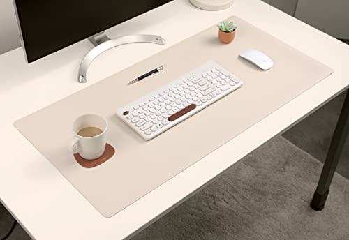 Dual-Sided Leather Desk Pad,Blotter for Laptop Computer,Mouse Pad,Writing,Drawing,Arts and Craft Mat (17"x35", Beige/Brown) - color: Beige/Brown, size: 17"x35"