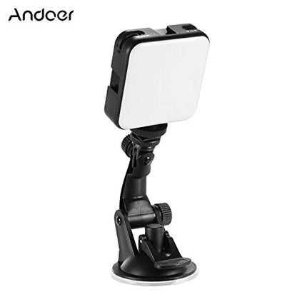 Video Conference Lighting Kit, Andoer LED Video Light with 2500K-6500K Dimmable Rechargeable 3 Cold Shoes and Suction Cup Mount for Laptop Live YouTube Streaming Online Meeting