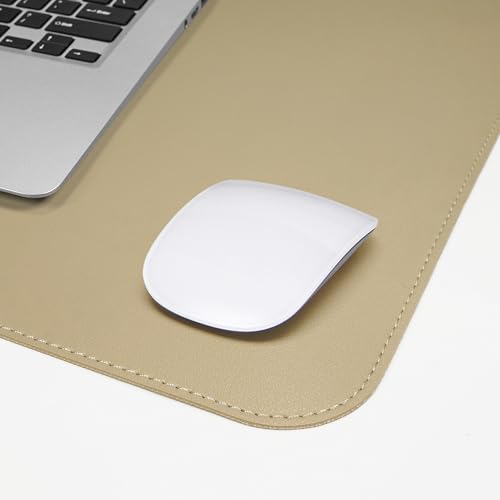 AFIING Apricot Desk Pad 31.5" x 12", Leather Desk Mat | Waterproof PU Leather, Non-Slip Rubber Base, Modern Desk Decor, Office & Home - color: Purebeige