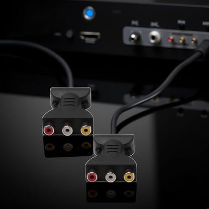 2Pcs Black HDMI to 3-RCA AV Converter | Male to Female Adapter for TV, DVD and Home Audio | Plug-and-Play HDMI to RCA Solution