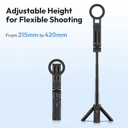 ULANZI JJ03 Magnetic Mini Tripod for Phone with Remote, 3-in-1 Pocket Selfie Stick Handle Grip, 360° Rotation Extendable Tripod Stand for iPhone Android Phones, for iPhone 17 16 15 14 13 12 Series