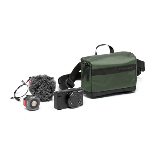 Manfrotto Street Belt Bag, Waist Bag, for Mirrorless Camera, Vlogging Kit, Shoulder Camera Case, Photography Accessories for Content Creator, Colour Green - size: 22 x 14 x 7 cm