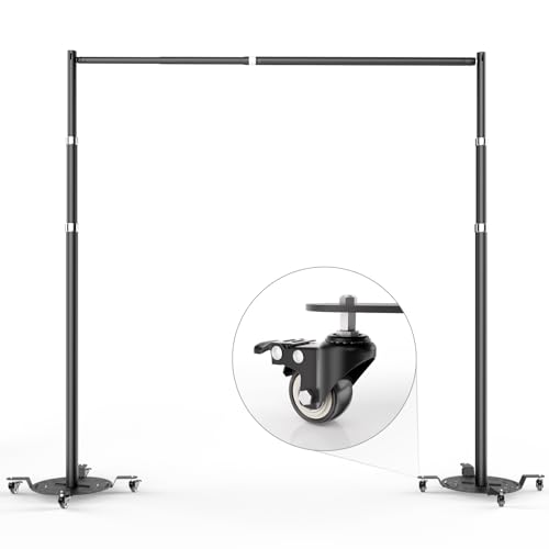 EMART Pipe and Drape Backdrop Stand Kit, Heavy Duty Adjustable Photo Background 10ftx10ft with Wheels, Metal Frame with Flat Base for Photography Wedding Birthday Party Decorations-Black - color: Black