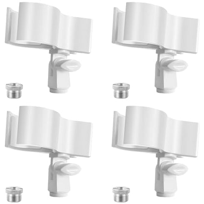 BILIONE Large Microphone Clip for Mics with Outer Diameter 1.26" to 2.3" | Adjustable Mic Holder, Premium ABS, Inside sponge to protect microphones, With 5/8" Male to 3/8" Female Screw Adapter - color: White, size: 4 Pack
