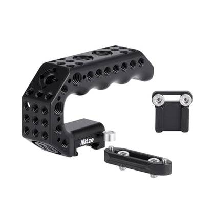 Nitze Quick Release NATO Handle with NATO Rail and Cold Shoe Adapter, Mini Ergonomic Camera Top Handle for Camera Rigs (Lil Stinger Series) - PA28M-AK