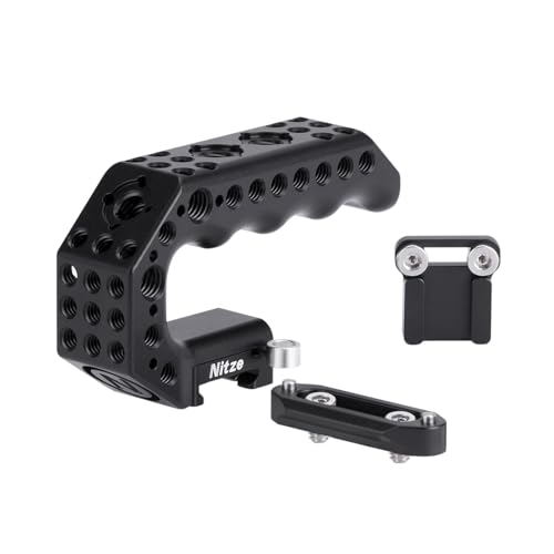 Nitze Quick Release NATO Handle with NATO Rail and Cold Shoe Adapter, Mini Ergonomic Camera Top Handle for Camera Rigs (Lil Stinger Series) - PA28M-AK