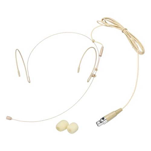 MECCANIXITY Ear Hook Headset Microphone, Double Over Ear Set Hanging Omnidirectional Wired Audio Condenser Microphone Headset with Mini XLR 4 Pin TA4F Plug 3.9ft Cable, Beige - color: Beige, style: Mini XLR 4 Pin TA4F Plug