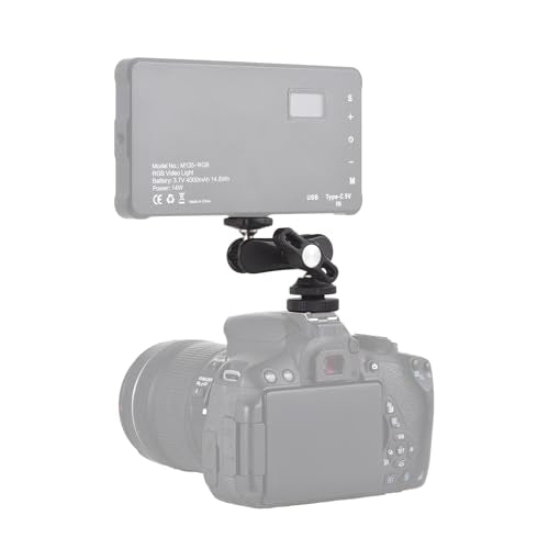 Andoer Mini Cool Ballhead Multi-Function Double Ball Dead Adapter with Cold Shoe Mount & 1/4 Inch Screw for DSLR Camera Camcorder Monitor LED Light Microphone