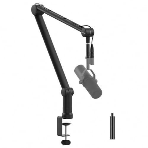 IXTECH Boom Arm Mic Stand with Extension Tube Upgraded Microphone Arm for Shure SM7B MV7 Blue Yeti Sturdy Stainless Steel Mic Arm Desk Stand Foldable Scissor Arm Microphone Mount for Podcast Gaming - color: With Extension Tube