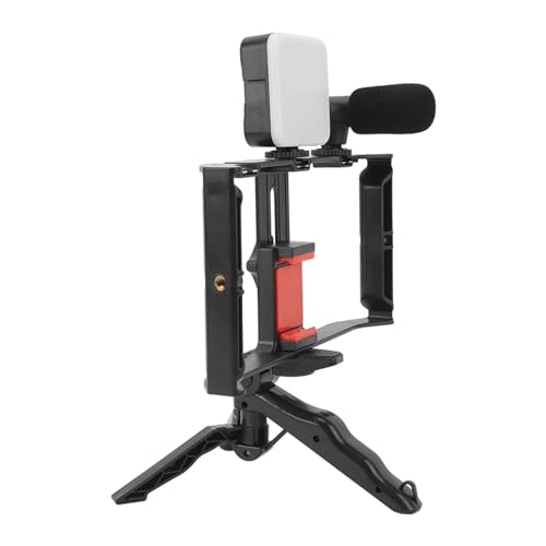 Phone Live Streaming Kit with Microphone, Tripod, Fill Light & Phone Cage for Vlogging