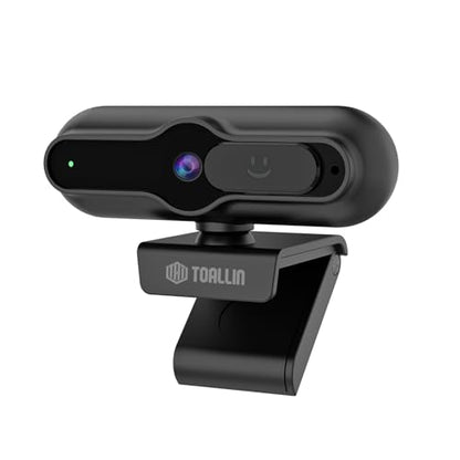 TOALLIN 4K Webcam for PC, 1080P@60FPS, PDAF Autofocus, 1/2.5" Sensor & 12MP, Built-in Mic, Sliding Privacy Cover, USB Web Camera for Streaming, Gaming, Conferencing and Video Calls