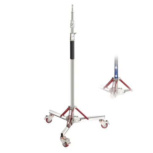 NEEWER Basics 4.3-10ft Photography Light Stand with Casters, 100% Stainless Steel Heavy Duty Tripod Stand for Strobe LED Video Ring Light Monolight Softbox Reflector, 66lb Max Load, SC305B